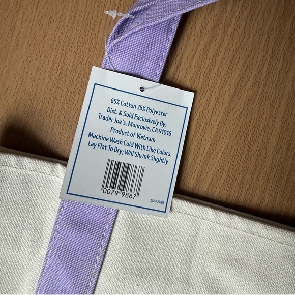 NWT 2025 Limited Trader Joe’s Mini Pastel Canvas Tote Bag - Purple - Picture 4 of 4